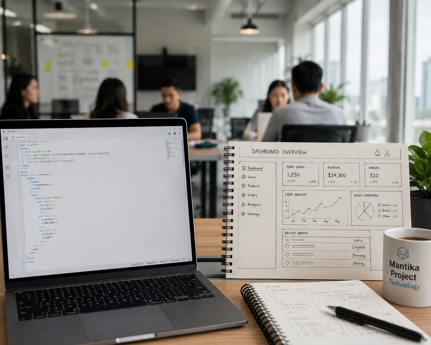 Dashboard aplikasi Mantika Project